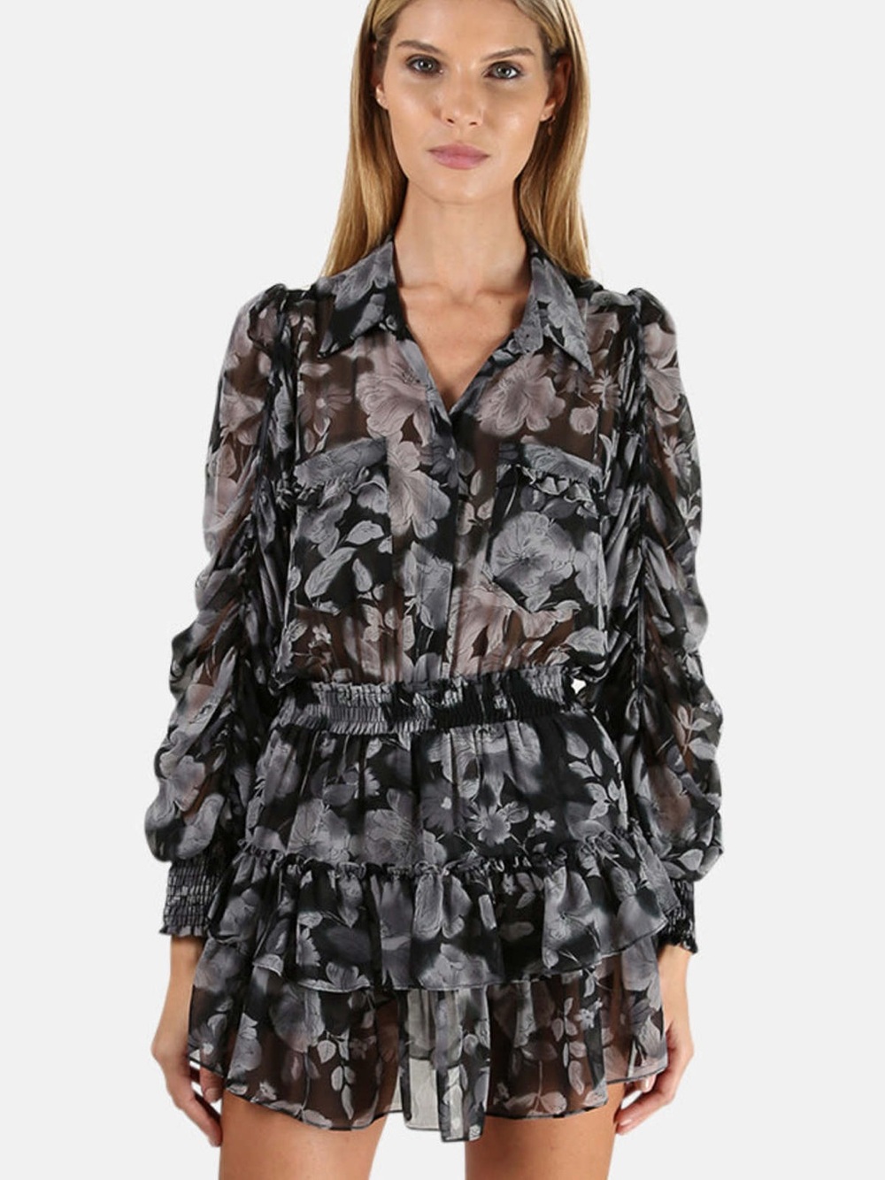 MISA LOS ANGELES ADORA RUFFLE MINI DRESS